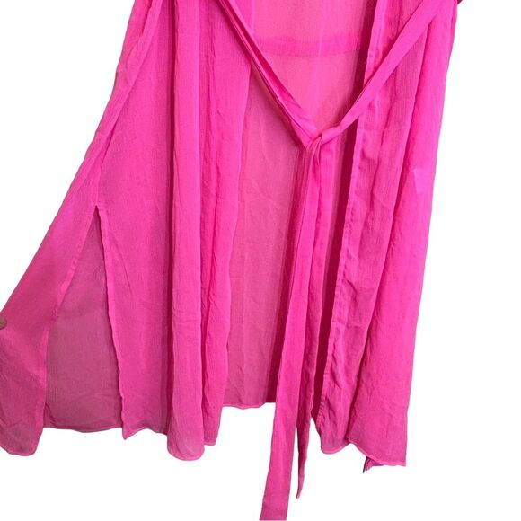 No Boundaries Neon Pink Long Kimono Swim Coverup - Size 2x - 3x - Picture 6 of 9
